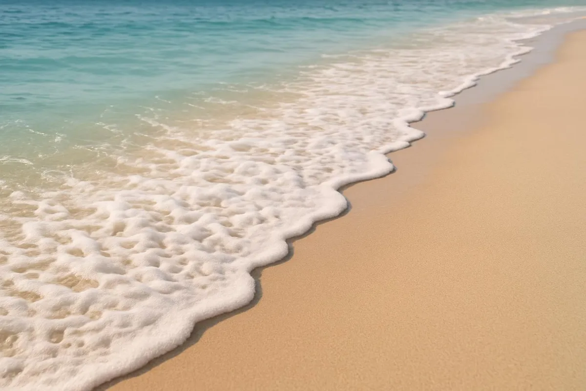 A gentle wave washing over a sandy beach, symbolizing cleaner waterways