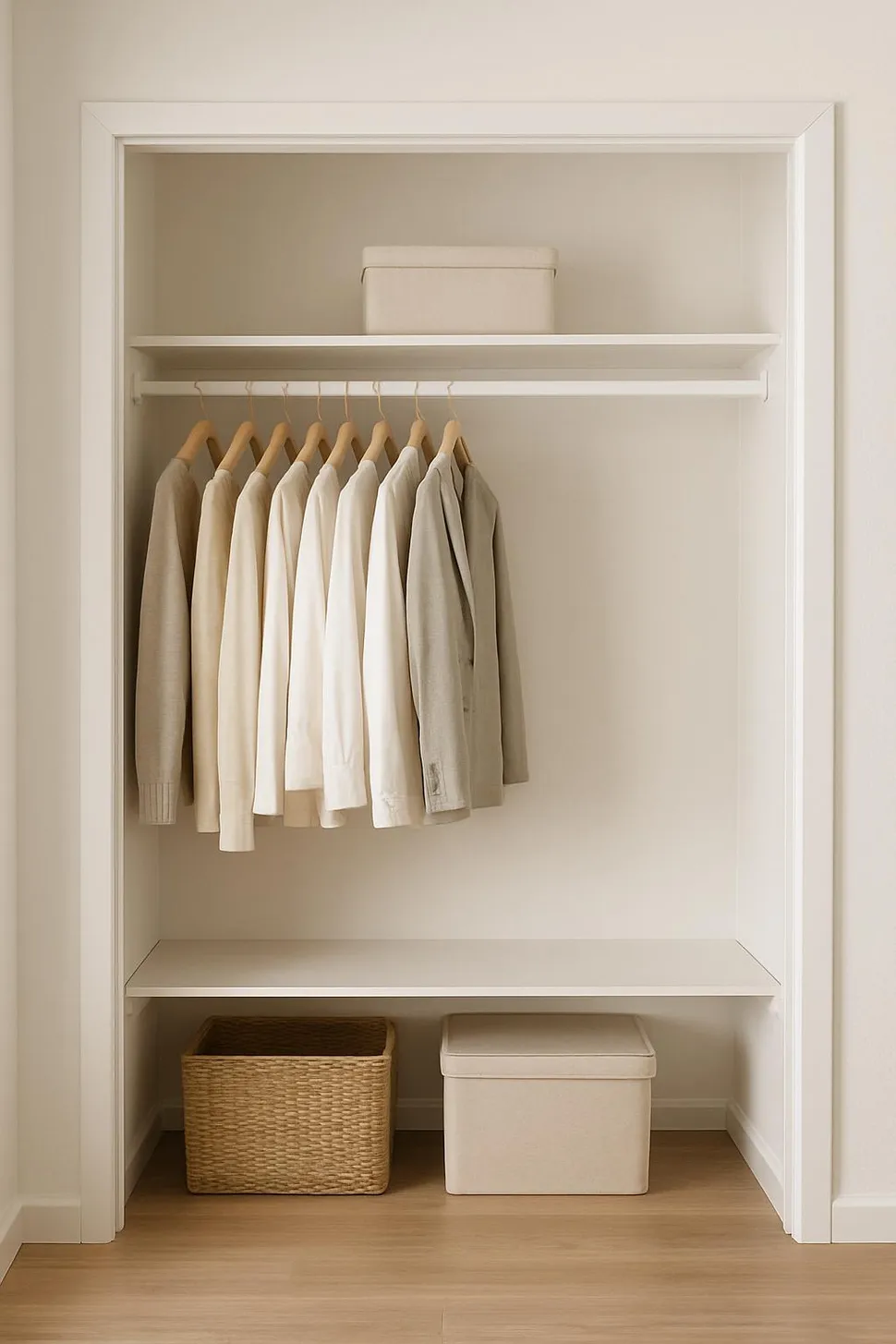 A minimal, well-organized closet with space