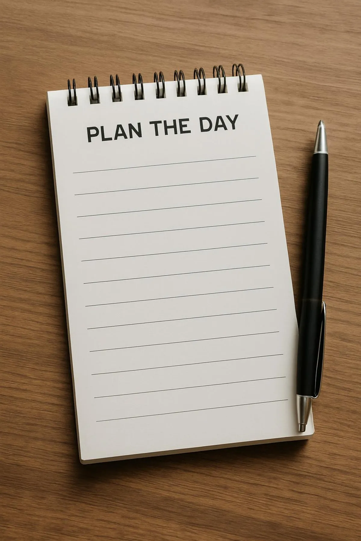 A simple notepad with a pen for planning the day
