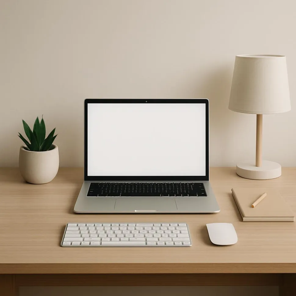 A tidy, minimal desk for low-energy focus