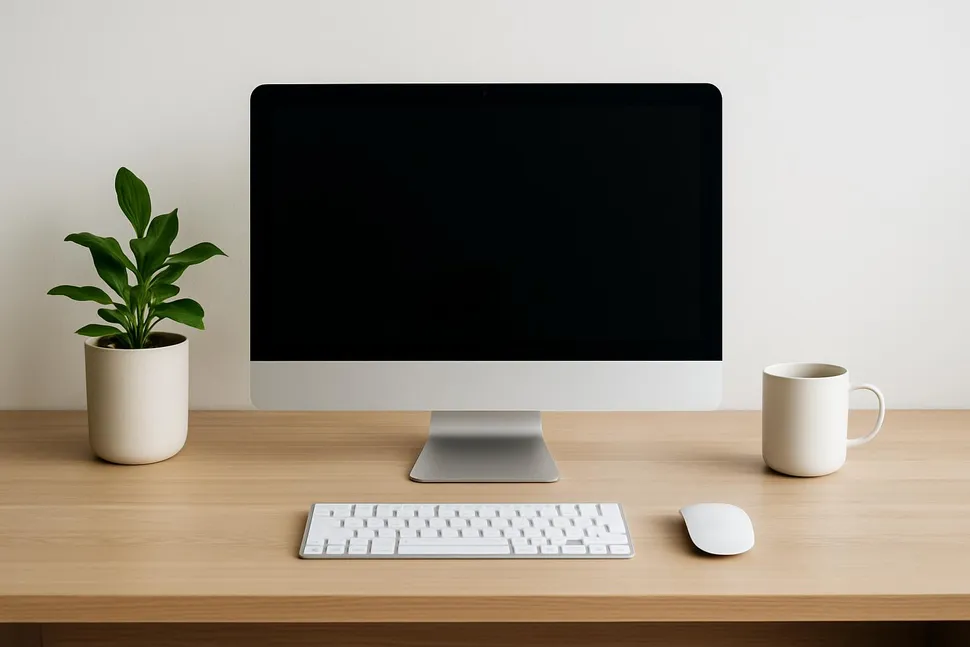 After digital declutter: clean minimalist workspace