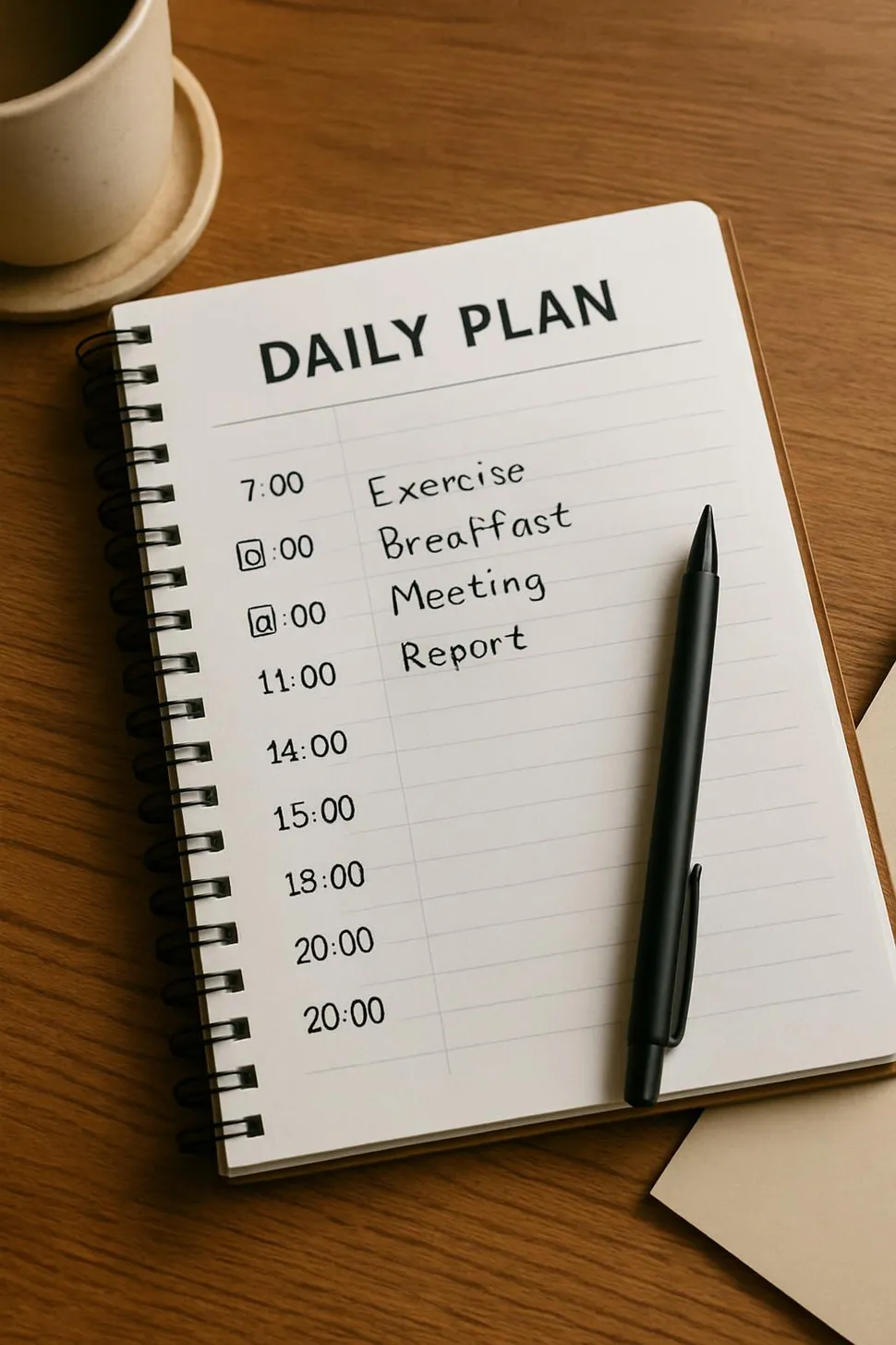 An organized notebook with a daily plan