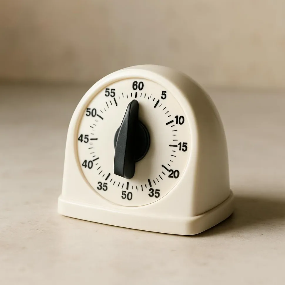 Analog kitchen timer on a tabletop