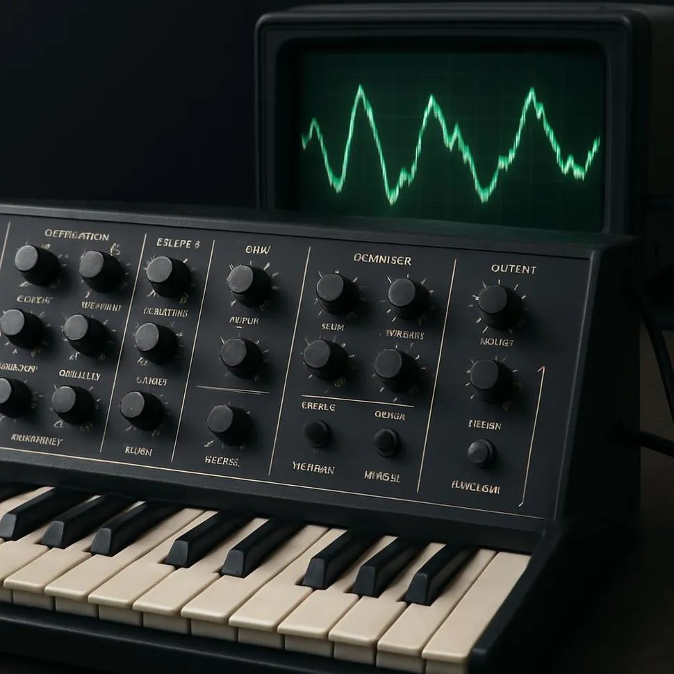 Analog synthesizer and audio waveform visualization