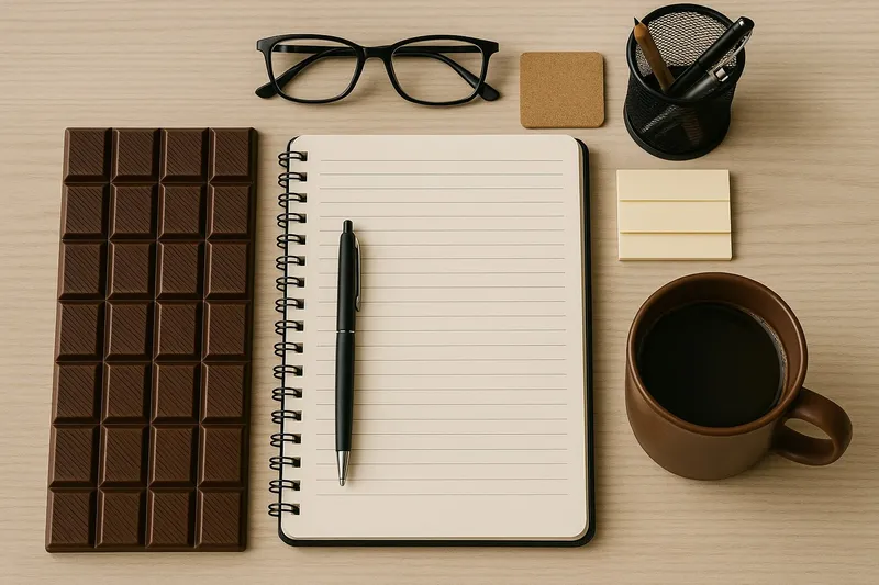 Chocolate and organized workspace