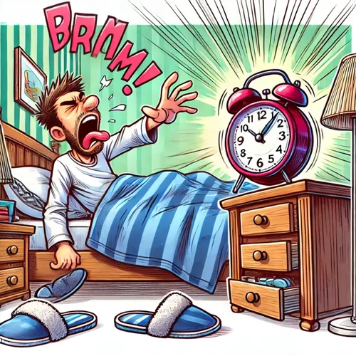 Alarm clock on a dresser across the room