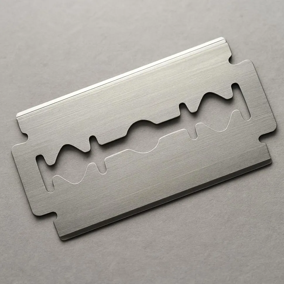 Close-up of a double-edge razor blade