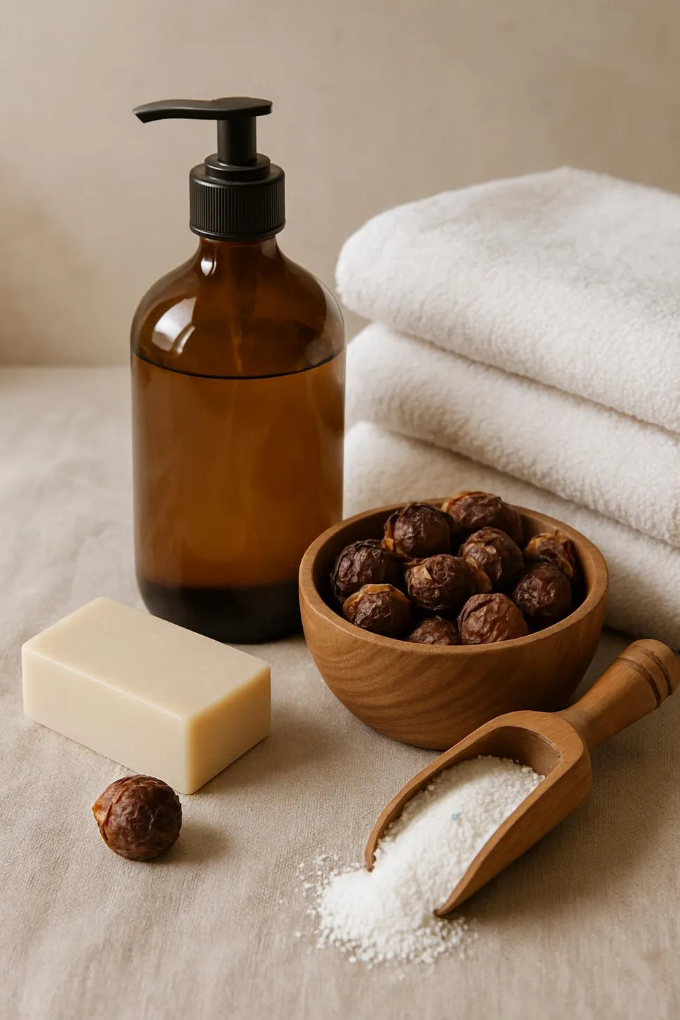 Close-up of eco-friendly laundry products