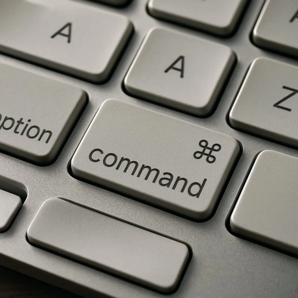 Close-up of keyboard keys with a focus on the command key
