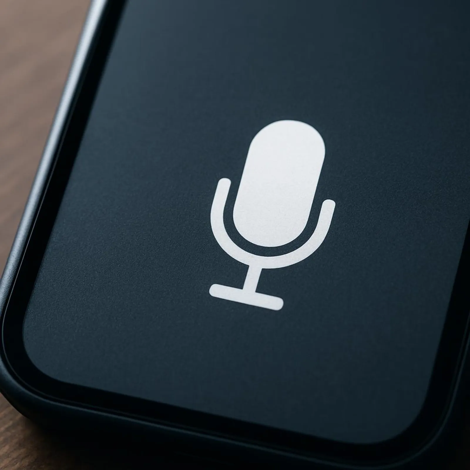 Close-up of microphone icon on a smartphone