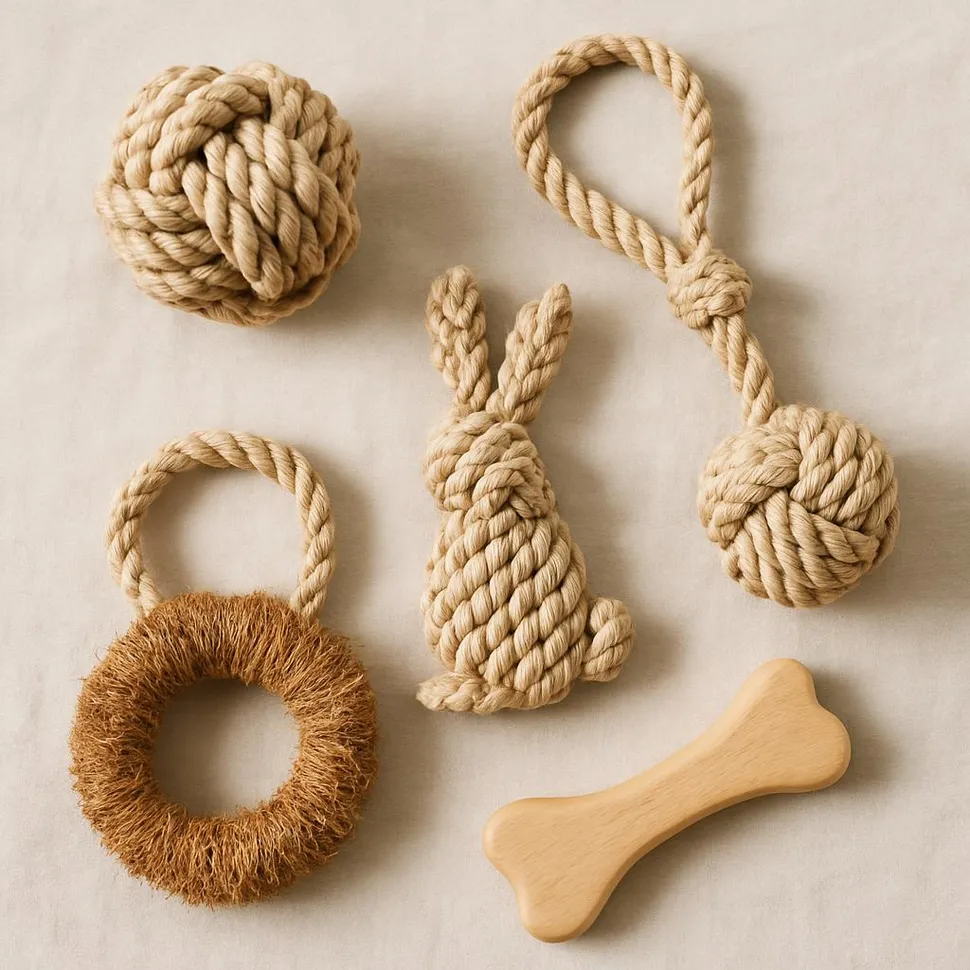 Collection of organic, natural pet toys