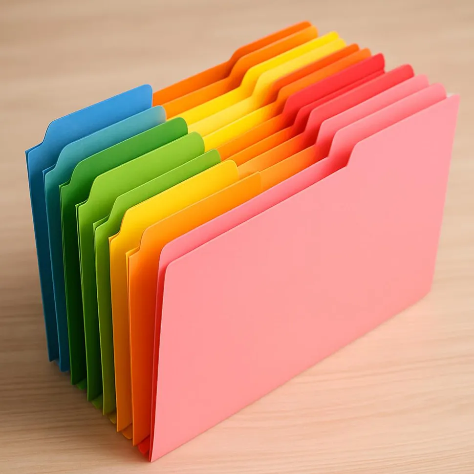 Colorful file folders ready for sorting