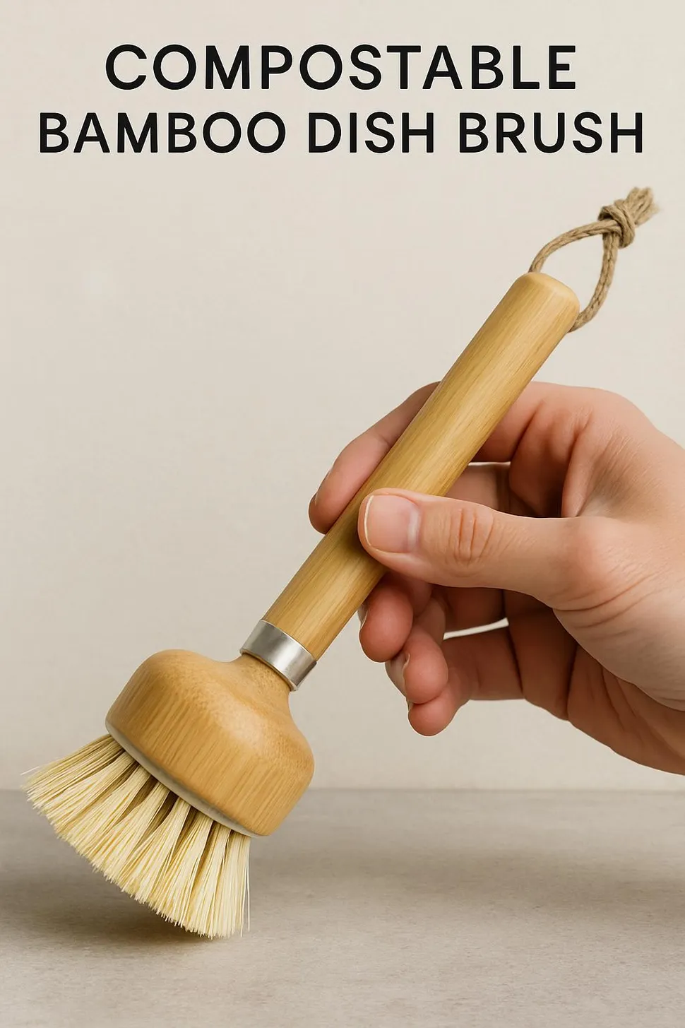Compostable bamboo dish brush