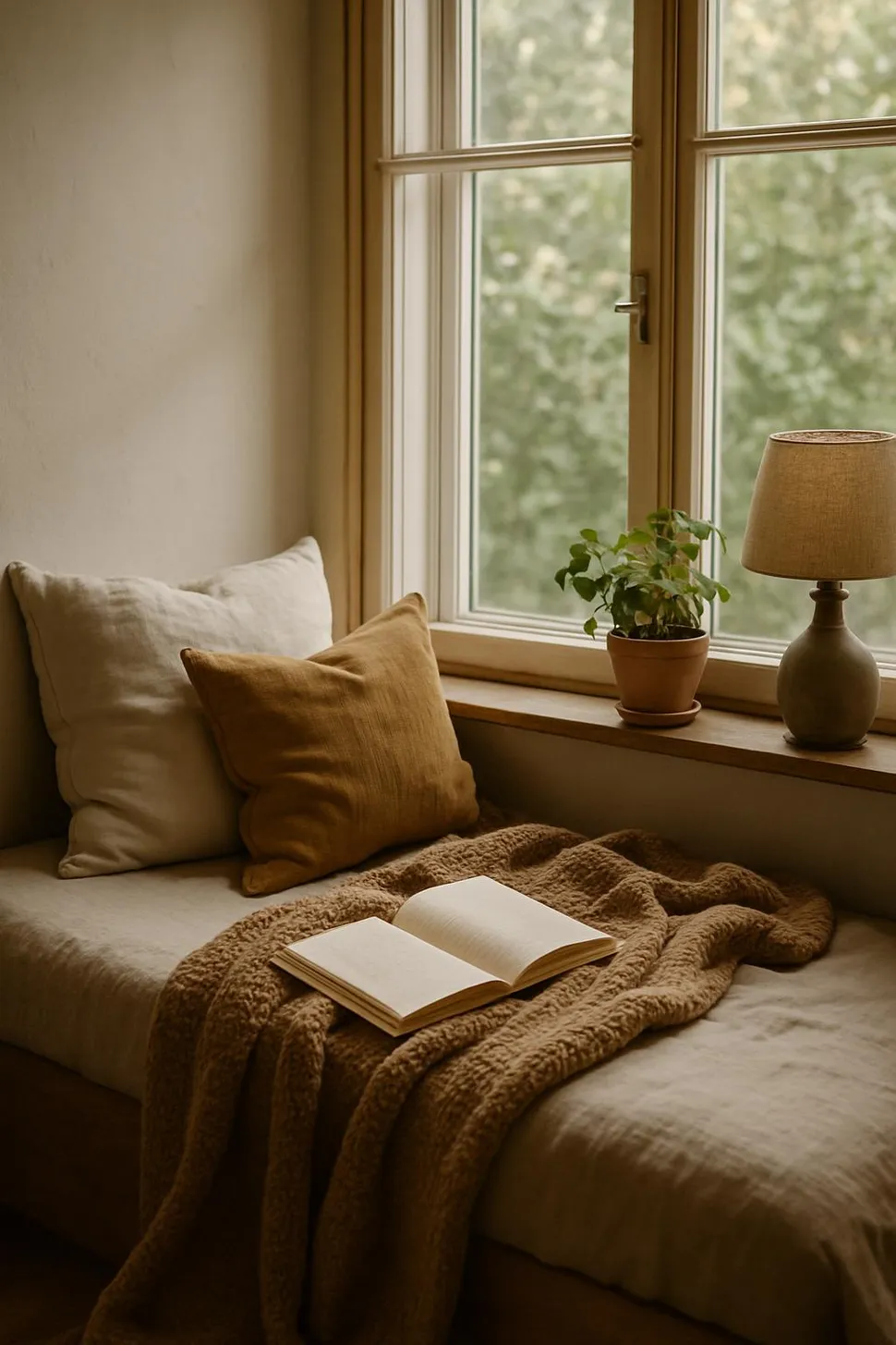 Cozy nap corner by a window