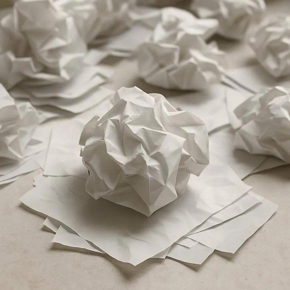 Crumpled paper symbolizing paper clutter
