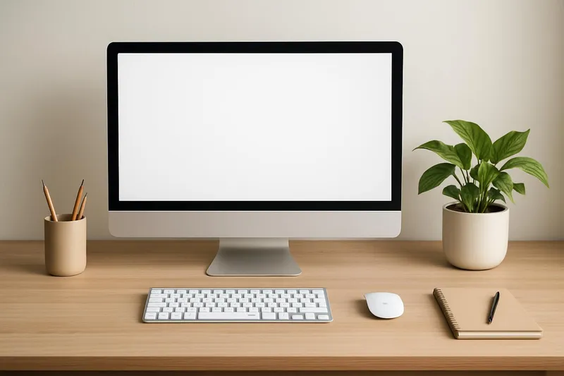 Decluttered working desk setup