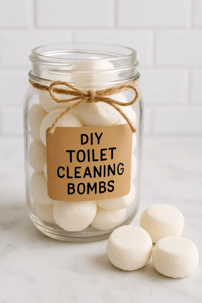 DIY toilet cleaning bombs in a jar