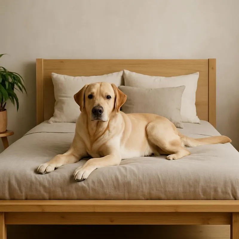 Dog lying on a minimally styled eco-friendly bed