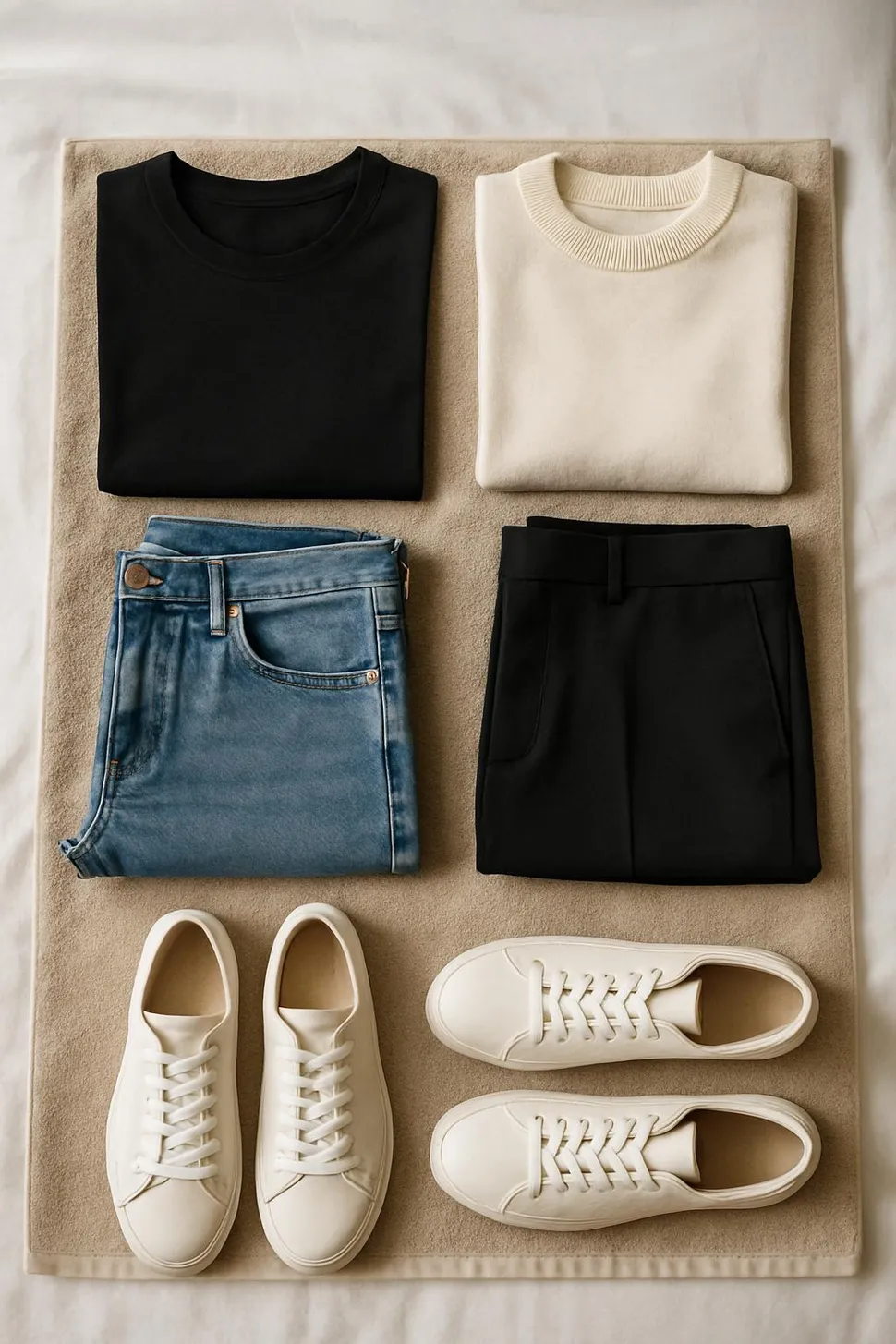 During: capsule selection laid out on a towel