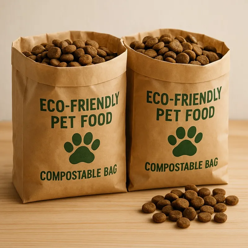 Eco-friendly pet food in compostable bags