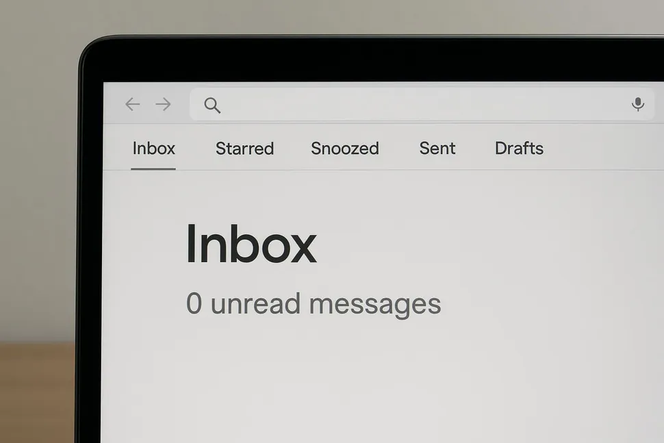 Email inbox with zero unread messages