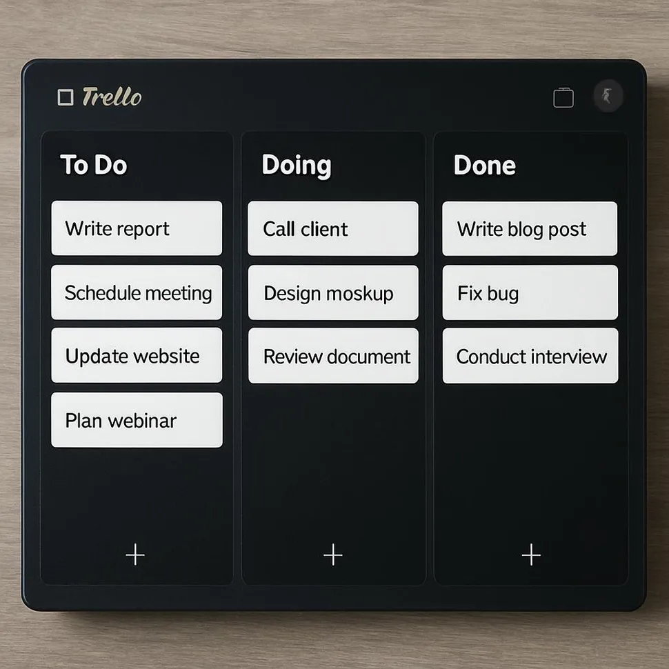 Example Trello board with to-do columns