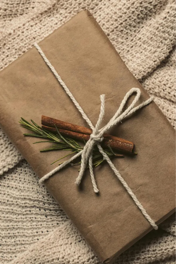 Minimalist gift-wrapping with brown paper and twine