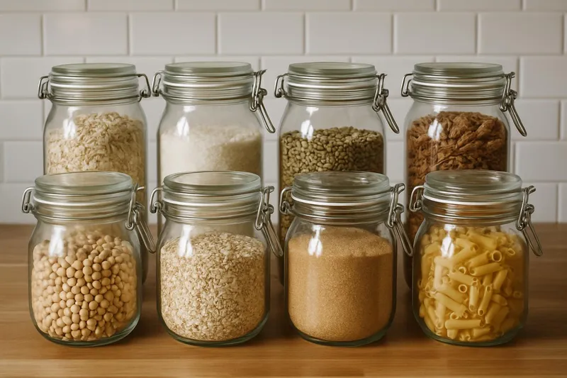 Glass jars filled with bulk dry goods