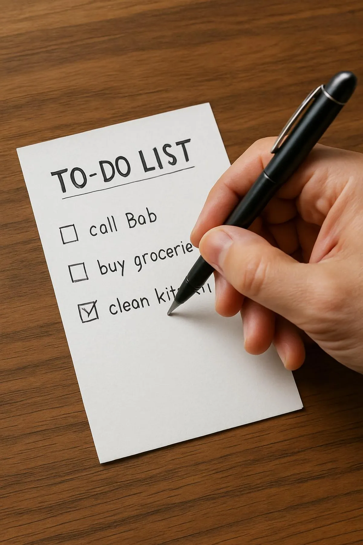 Hand crossing off a short to-do list