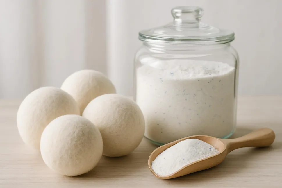 Homemade dryer balls and laundry detergent