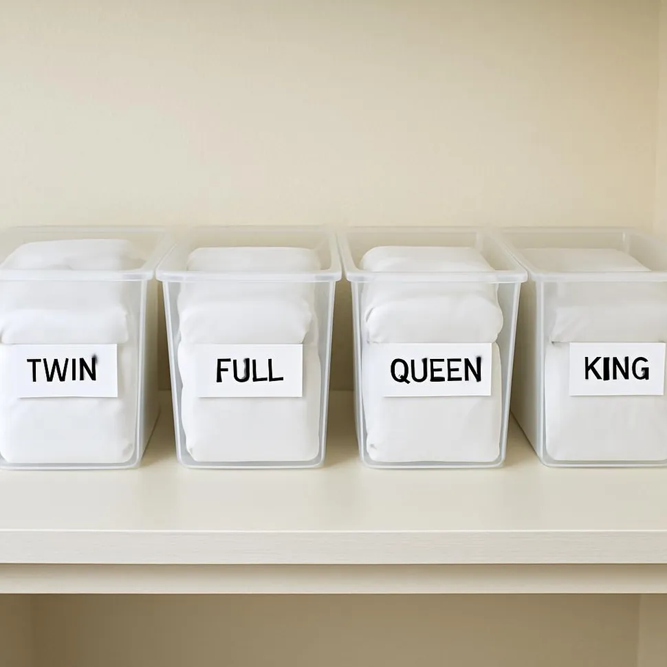 Labeled bins for sheet sets by size