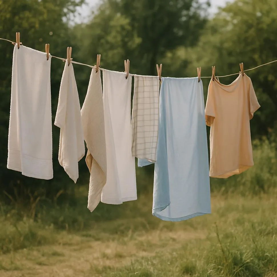 Line-drying cloths outdoors