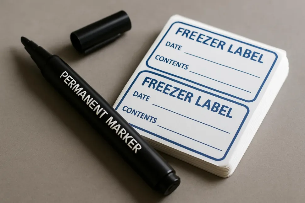Marker and freezer labels ready for use