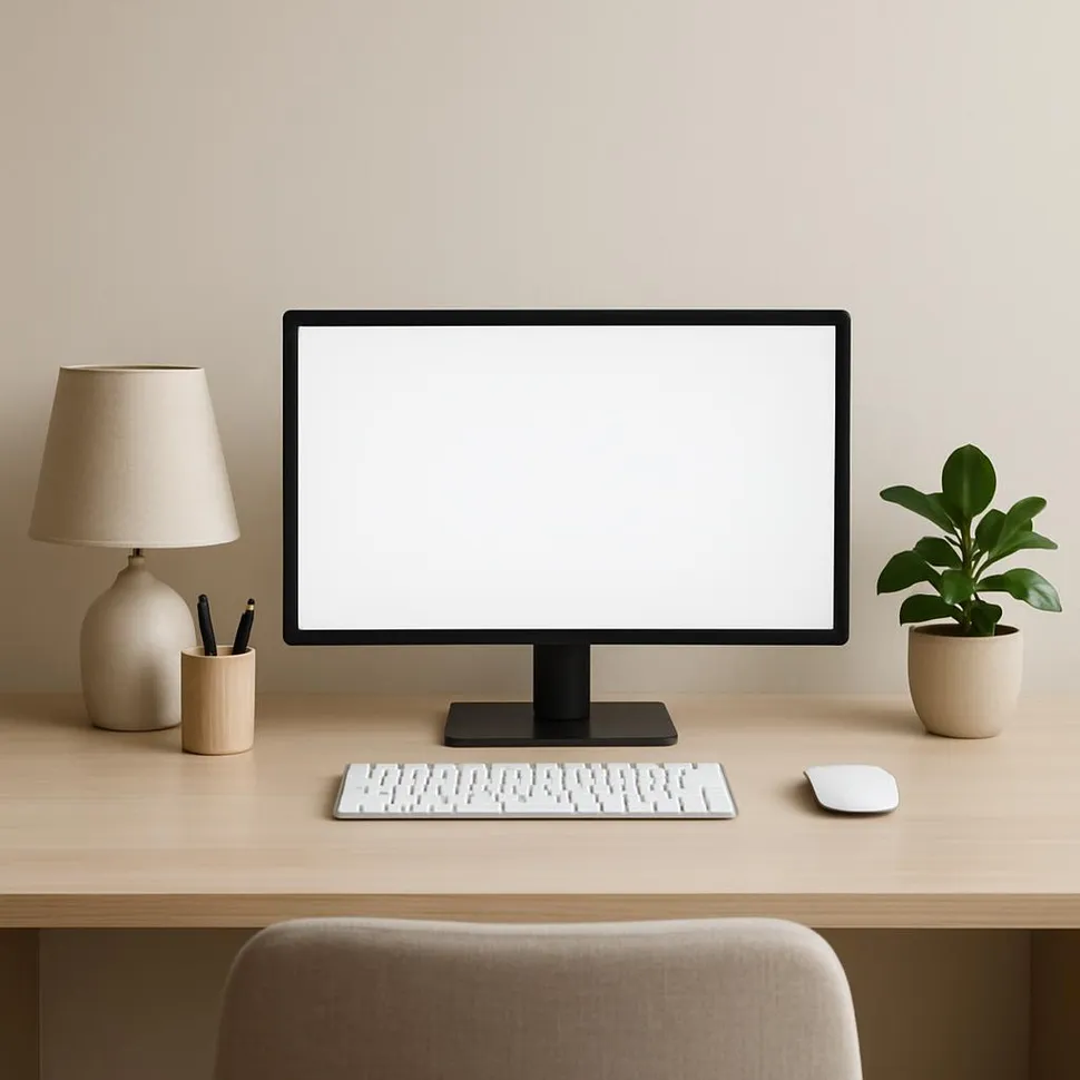 Minimal desk setup with a calm, distraction-free vibe.