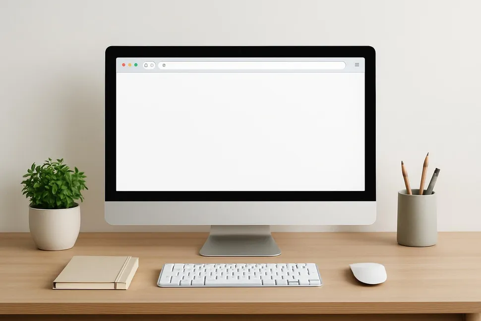 Minimalist desk with a simple browser view