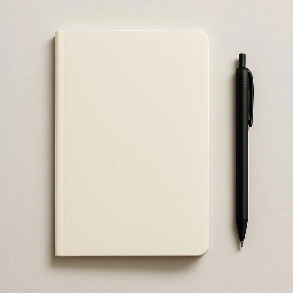 Minimalist notebook with pen