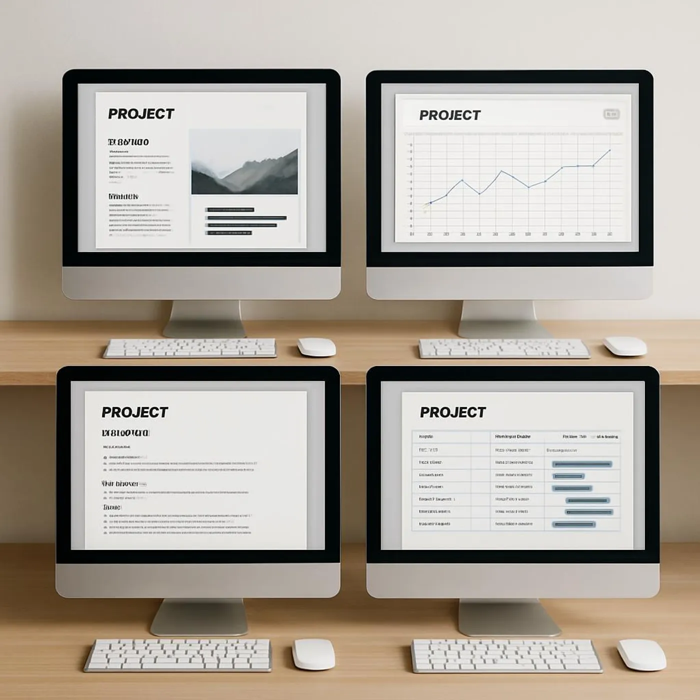 Multiple desktops representing separate project windows