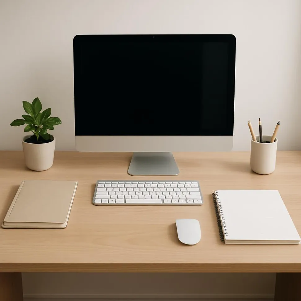 Neat and minimal organized workspace after detox