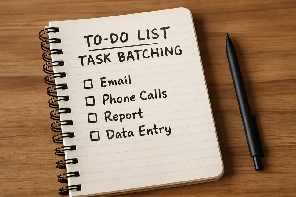 Notebook with to-do list for task batching
