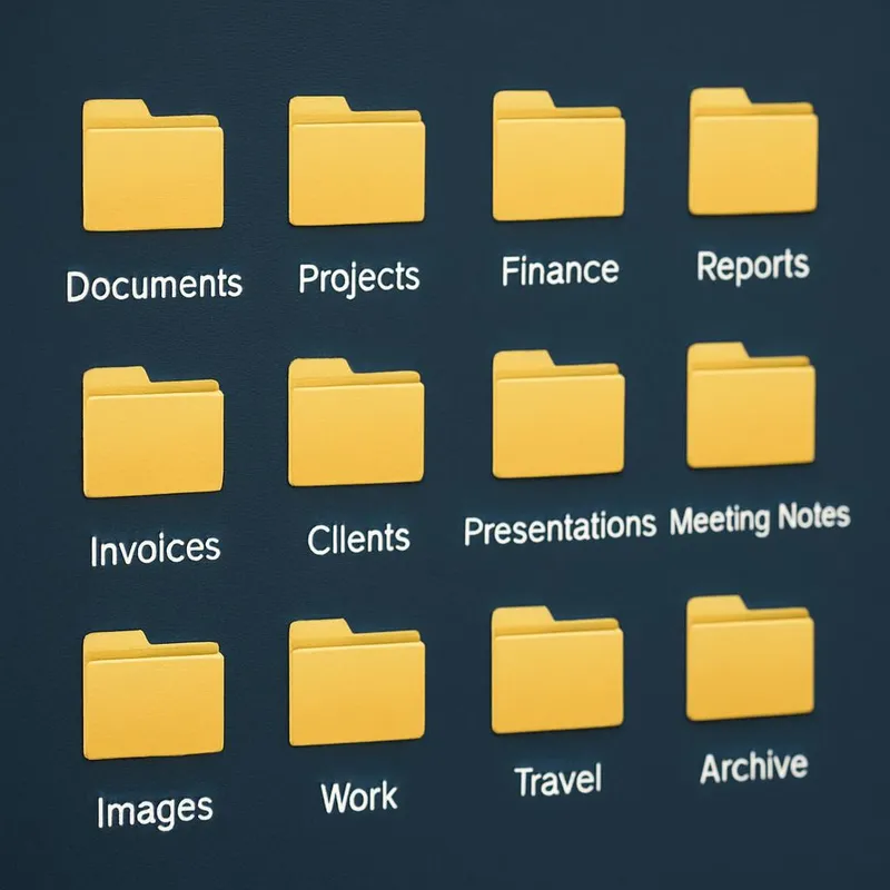 Organized digital folders on a screen