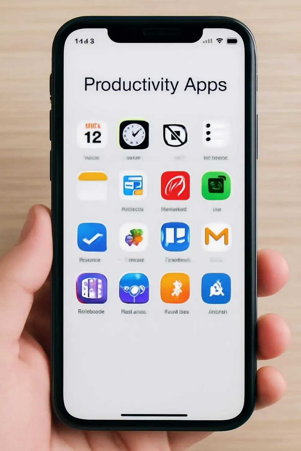 Organized home screen with productivity apps