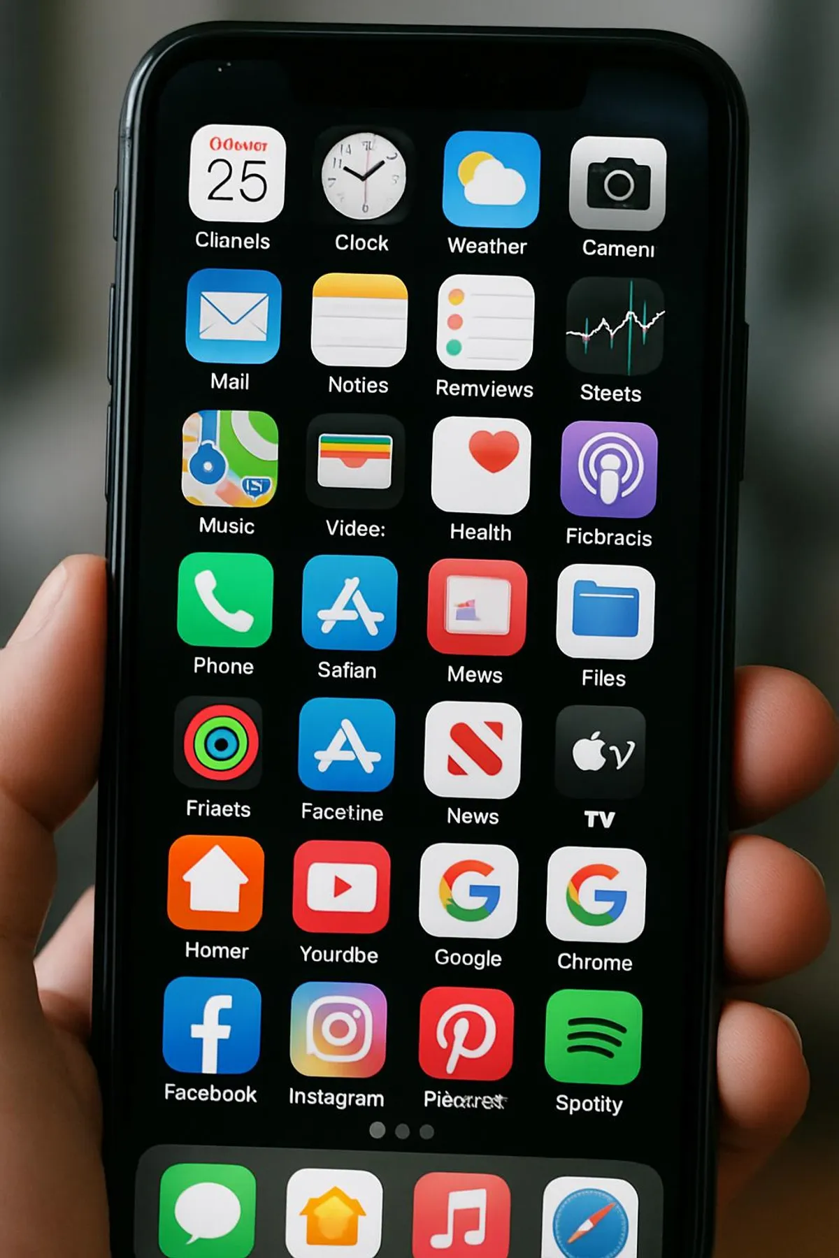 Overloaded smartphone screen with apps