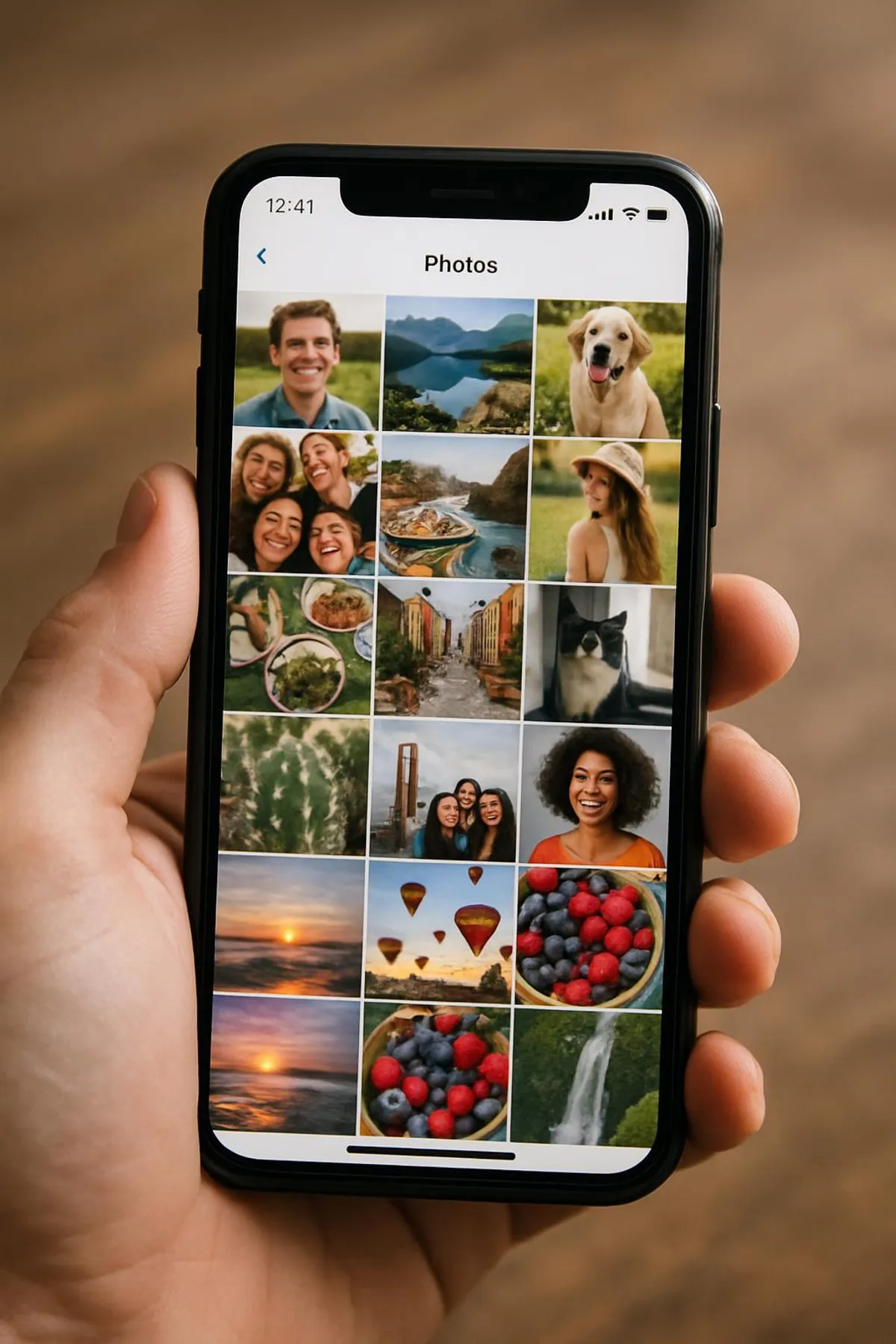 Phone screen full of photos