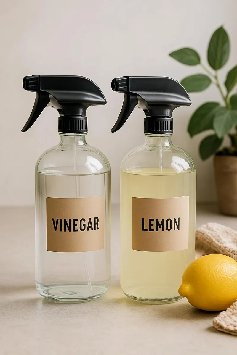 Reusable spray bottles with natural cleaners