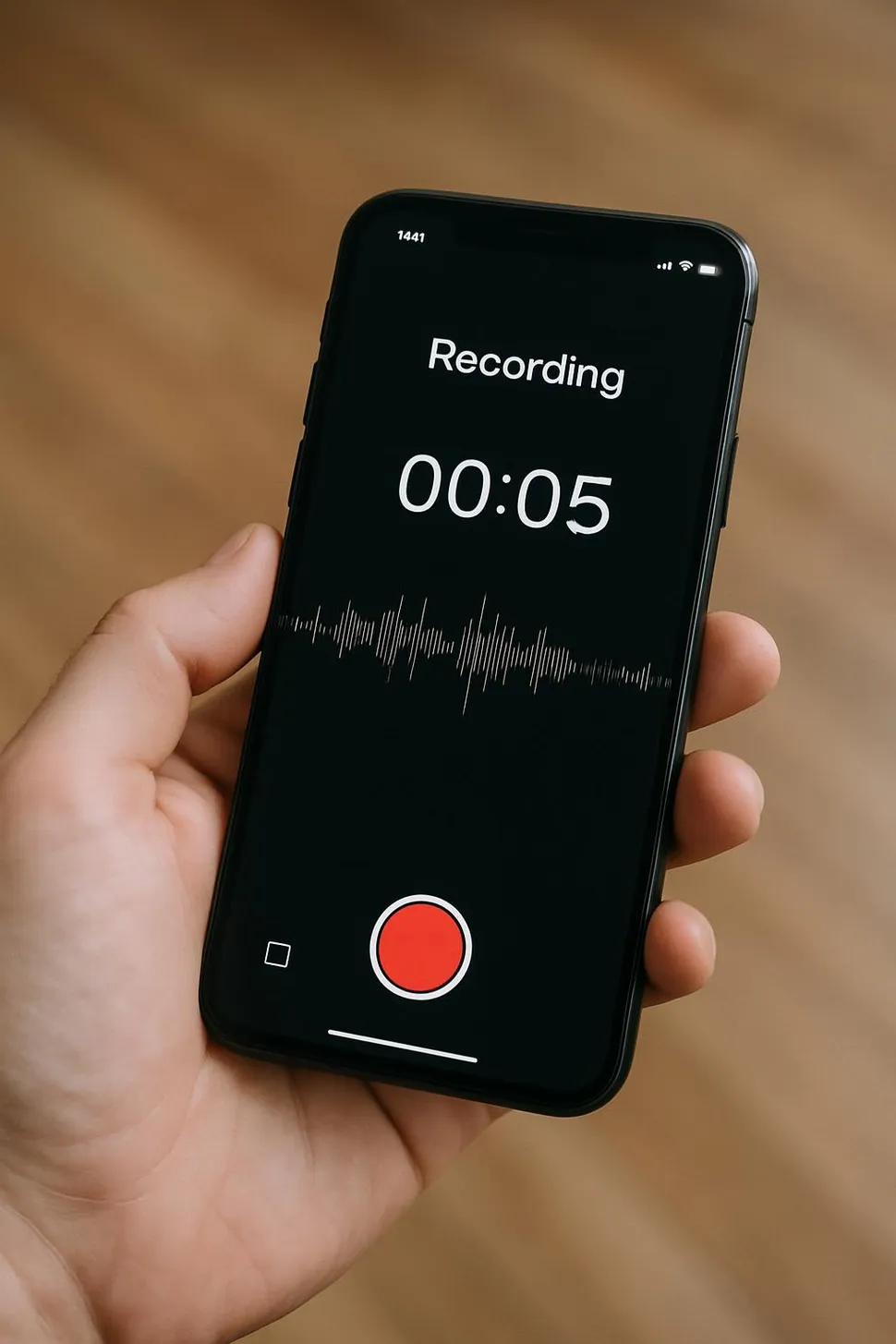 Smartphone with a recording app open
