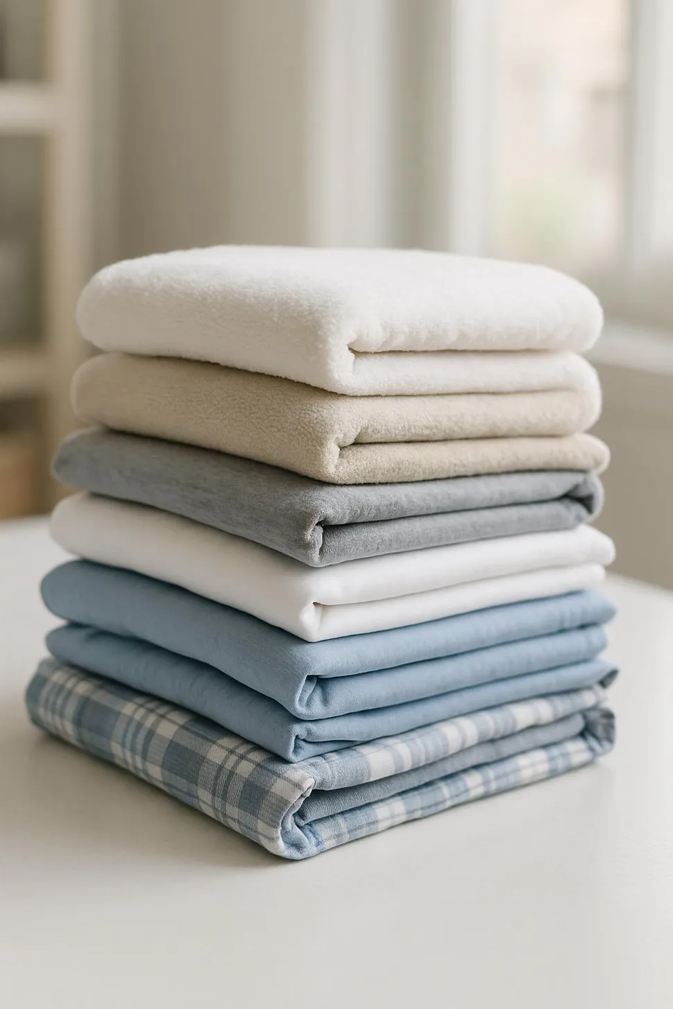 Stack of clean, folded laundry