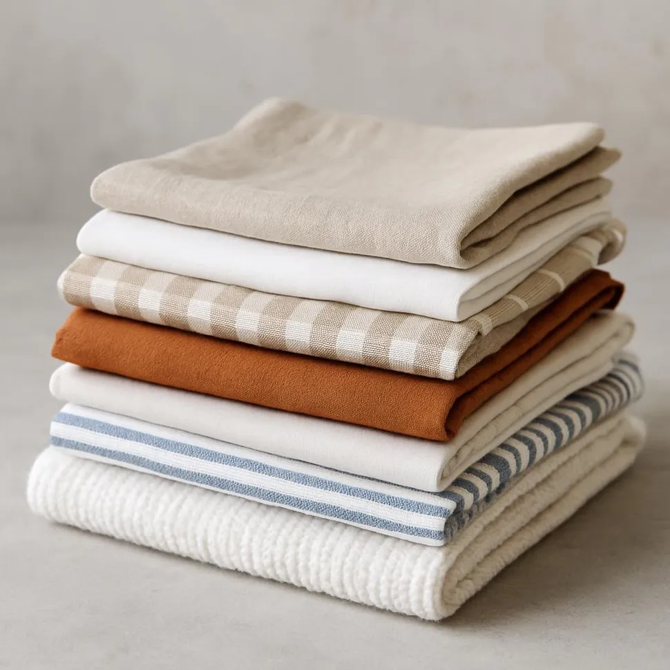 Stack of cloth napkins and towels