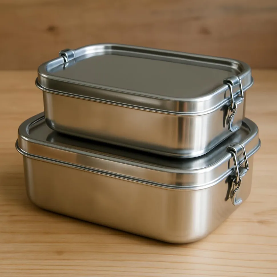 Stainless steel lunchboxes with latches