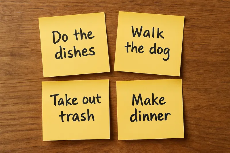 Sticky notes with small favors written on them