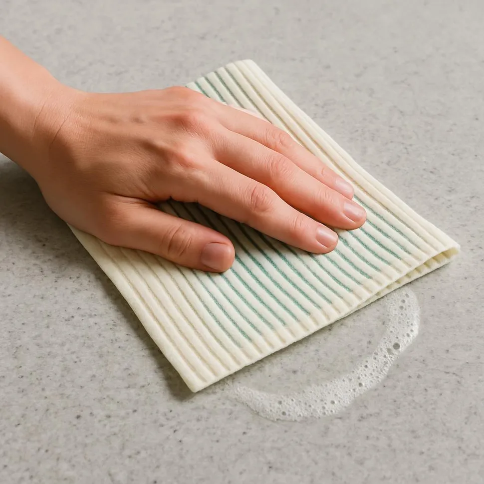 Swedish dishcloth wiping a countertop